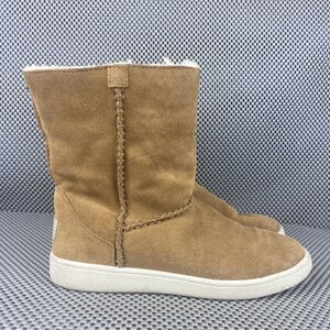 UGG Mika Classic Sneaker Boots Womens Size 6.5 Brown Leather Sheepskin Casual